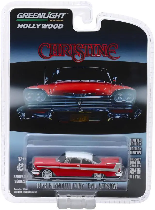 Alt view image 4 of 5 - 1958 Plymouth Fury Red with White Top "Evil Version" "Christine" (1983) Movie 1/64 Diecast Model Car by Greenlight