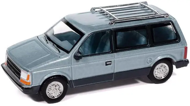 Alt view image 2 of 5 - 1987 Plymouth Voyager Van Ice Blue Metallic & Twilight Blue Met 2-Tone w/Blue Interior 1/64 Diecast Model Cars by Auto World