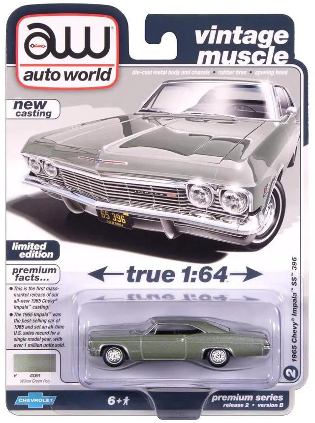 Alt view image 4 of 5 - 1965 Chevrolet Impala SS 396 Willow Green Metallic "Vintage Muscle" 1/64 Diecast Model Cars by Auto World