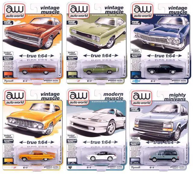 Main image of Auto World Premium 2025 Release 2 Set A of 6 pieces 1/64 Diecast Model Cars by Auto World