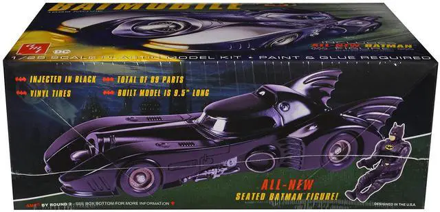 Alt view image 2 of 4 - Skill 2 Batmobile with Seated Batman Figure "Batman" (1989) Movie 1/25 Plastic Model Kit by AMT