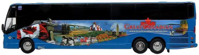 Alt view image 2 of 6 - Prevost H3-45 Coach Bus "Great Canadian Coaches" Blue w/Graphics Limited Ed 1/87 (HO) Scale Diecast Model by Iconic Replicas