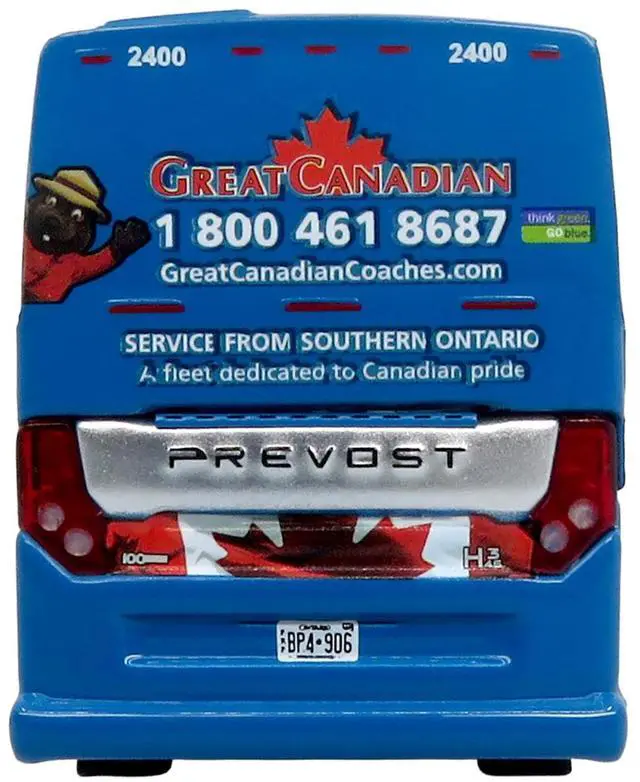 Alt view image 5 of 6 - Prevost H3-45 Coach Bus "Great Canadian Coaches" Blue w/Graphics Limited Ed 1/87 (HO) Scale Diecast Model by Iconic Replicas