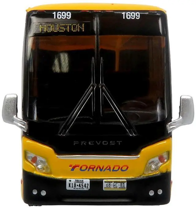 Alt view image 4 of 6 - Prevost H3-45 Coach Bus "Tornado Bus Company" Yellow with Graphics Limited Ed 1/87 (HO) Scale Diecast Model by Iconic Replicas