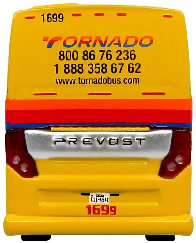 Alt view image 5 of 6 - Prevost H3-45 Coach Bus "Tornado Bus Company" Yellow with Graphics Limited Ed 1/87 (HO) Scale Diecast Model by Iconic Replicas