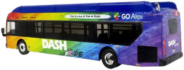 Alt view image 3 of 6 - New Flyer Xcelsior XN40 Transit Bus Blue with Rainbow Graphics Limited Edition 1/87 (HO) Scale Diecast Model by Iconic Replicas