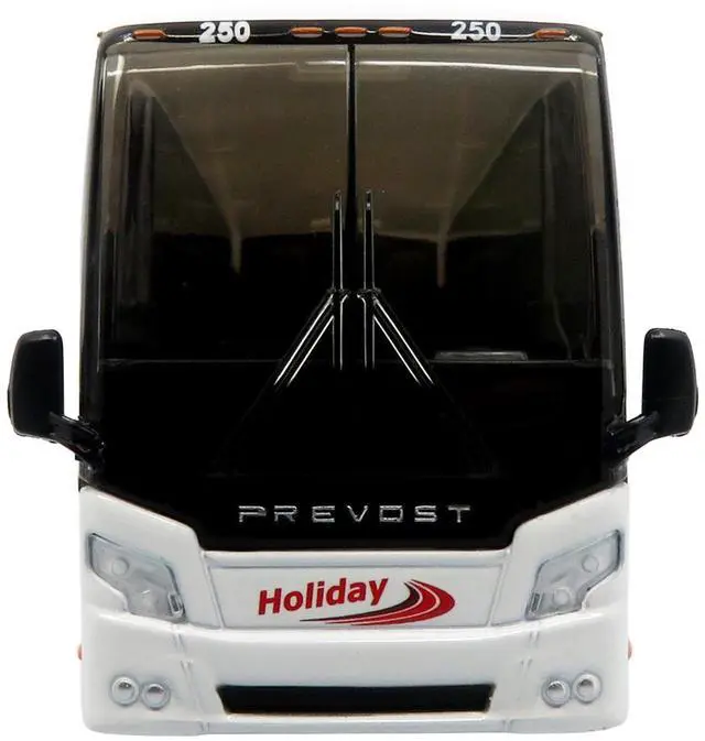 Alt view image 4 of 6 - Prevost H3-45 Coach Bus "Holiday Tours" White with Red Graphics Limited Edition 1/64 Diecast Model by Iconic Replicas