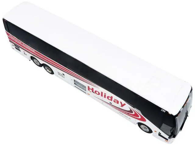 Alt view image 6 of 6 - Prevost H3-45 Coach Bus "Holiday Tours" White with Red Graphics Limited Edition 1/64 Diecast Model by Iconic Replicas