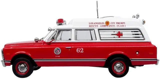 Alt view image 2 of 6 - 1969 Chevrolet C-10 Ambulance "Los Angeles City Fire Department" Red and White "5 Alarm" 1/50 Diecast Model by Iconic Replicas