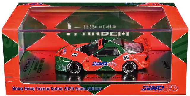 Alt view image 6 of 6 - Mazda RX7 (FC3S) "Pandem Aero" RHD #55 Red & Green "Hong Kong Toycar Salon 2025 Event Ed" 1/64 Diecast Model Car by Inno Models