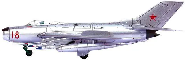 Alt view image 2 of 6 - Mikoyan-Gurevich MiG-19PM Farmer-E Fighter Aircraft "Red 18" Soviet Air Force 1/72 Diecast Model by Panzerkampf