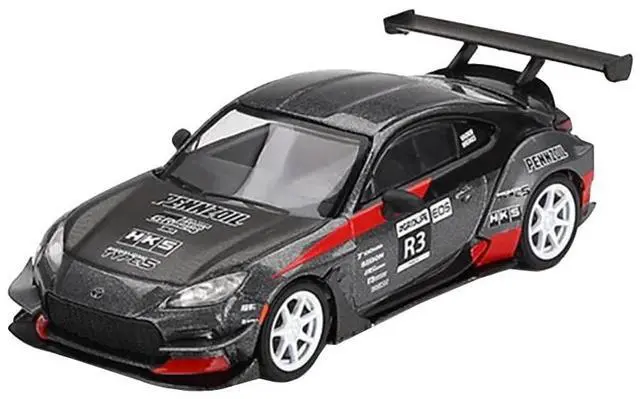 Alt view image 4 of 6 - Toyota GR86 #R3 "Larry Chen's HKS Turbocharged GR86" Gray Metallic with Graphics Limited Ed 1/64 Diecast Model Car by Mini GT