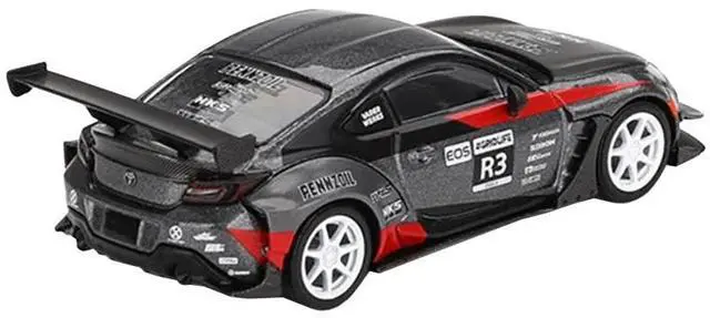 Alt view image 3 of 6 - Toyota GR86 #R3 "Larry Chen's HKS Turbocharged GR86" Gray Metallic with Graphics Limited Ed 1/64 Diecast Model Car by Mini GT