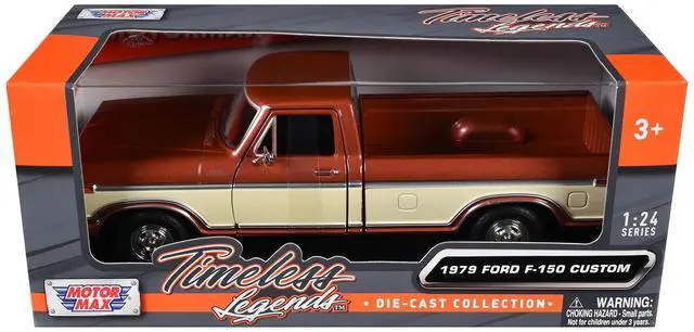 Main image of 1979 Ford F-150 Custom Pickup Truck Brown Metallic and Cream "Timeless Legends" Series 1/24 Diecast Model Car by Motormax