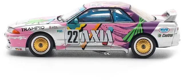Alt view image 6 of 6 - GTR R32 RHD #22 "Axia" Group A "Japanese Touring Car Championship" (1991) 1/64 Diecast Model Car by Pop Race