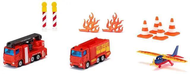Alt view image 2 of 5 - Fire Brigade 11 piece Set Diecast Model by Siku
