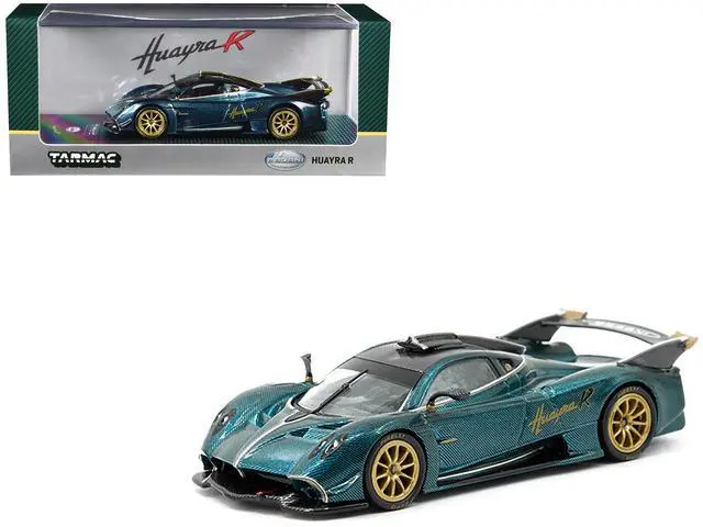 Main image of Pagani Huayra R Turquoise Carbon Fiber with Gold Wheels "Global64" Series 1/64 Diecast Model by Tarmac Works