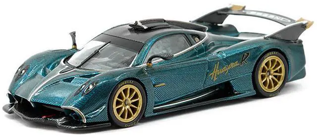 Alt view image 2 of 5 - Pagani Huayra R Turquoise Carbon Fiber with Gold Wheels "Global64" Series 1/64 Diecast Model by Tarmac Works