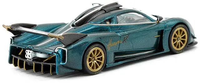 Alt view image 3 of 5 - Pagani Huayra R Turquoise Carbon Fiber with Gold Wheels "Global64" Series 1/64 Diecast Model by Tarmac Works
