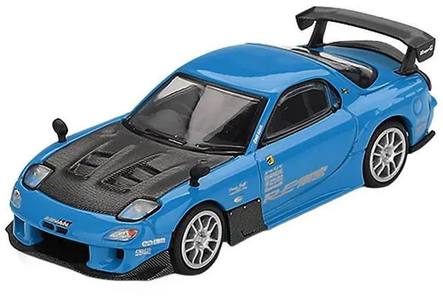 Alt view image 2 of 6 - Mazda RX-7 RE-Amemiya 20B NA 3ROTOR-7 RHD "Ama-san Go" Blue with Carbon Hood Limited Edition 1/64 Diecast Model Car by Mini GT