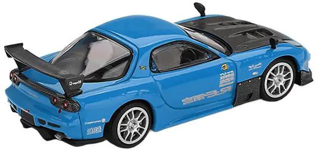 Alt view image 4 of 6 - Mazda RX-7 RE-Amemiya 20B NA 3ROTOR-7 RHD "Ama-san Go" Blue with Carbon Hood Limited Edition 1/64 Diecast Model Car by Mini GT