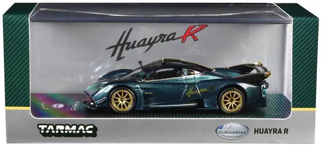 Alt view image 4 of 5 - Pagani Huayra R Turquoise Carbon Fiber with Gold Wheels "Global64" Series 1/64 Diecast Model by Tarmac Works