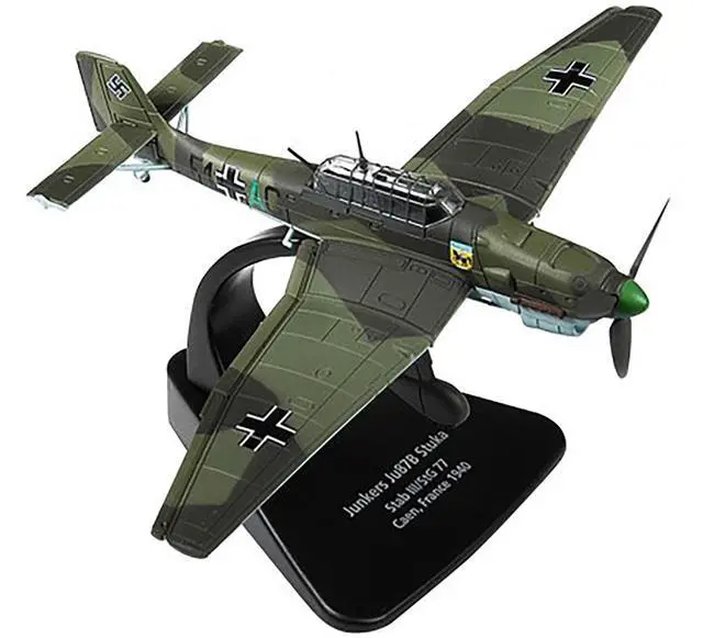 Alt view image 4 of 6 - Junkers Ju 87B "Stuka Stab" Dive Bomber Plane III/StG 77 Caen, France (1940) 1/72 Diecast Model Airplane by Oxford Diecast