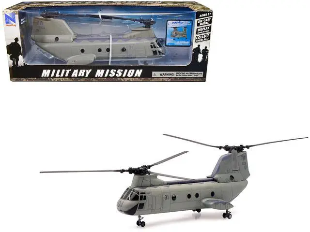 Main image of Boeing CH-46 Sea Knight Helicopter Olive Drab "United States Marines" "Military Mission" Series 1/55 Diecast Model by New Ray