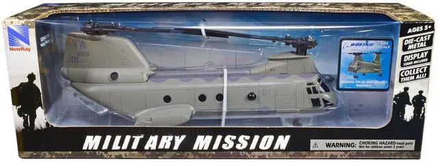 Alt view image 3 of 3 - Boeing CH-46 Sea Knight Helicopter Olive Drab "United States Marines" "Military Mission" Series 1/55 Diecast Model by New Ray