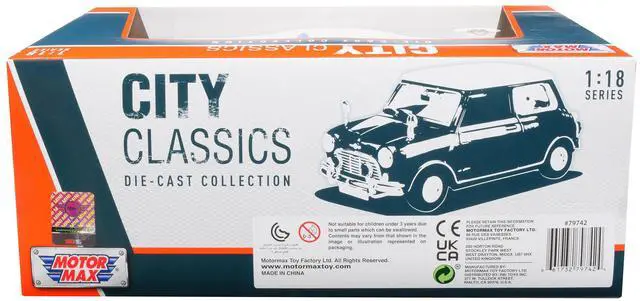 Alt view image 2 of 3 - 1961-1967 Morris Mini Cooper RHD (Right Hand Drive) "Police" White "City Classics" Series 1/18 Diecast Model Car by Motormax