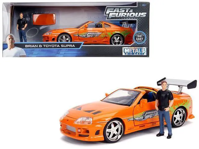 Alt view image 2 of 5 - Toyota Supra Orange Metallic with Brian Diecast Figurine "Fast & Furious" Movie 1/24 Diecast Model Car by Jada