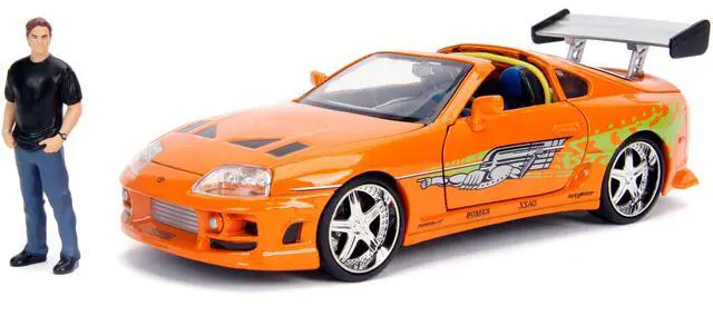 Alt view image 3 of 5 - Toyota Supra Orange Metallic with Brian Diecast Figurine "Fast & Furious" Movie 1/24 Diecast Model Car by Jada