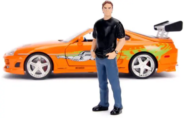 Alt view image 5 of 5 - Toyota Supra Orange Metallic with Brian Diecast Figurine "Fast & Furious" Movie 1/24 Diecast Model Car by Jada