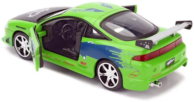 Alt view image 2 of 3 - Brian's 1995 Mitsubishi Eclipse Green with Graphics "Fast & Furious" Movie 1/32 Diecast Model Car by Jada