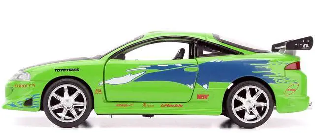 Alt view image 3 of 3 - Brian's 1995 Mitsubishi Eclipse Green with Graphics "Fast & Furious" Movie 1/32 Diecast Model Car by Jada