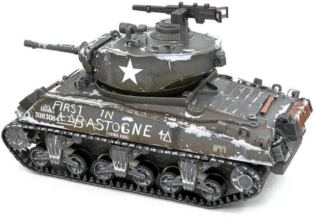 Alt view image 2 of 6 - Model Kit United States M4 Sherman Tank (Moderate Difficulty) Steel Model by Metal Earth