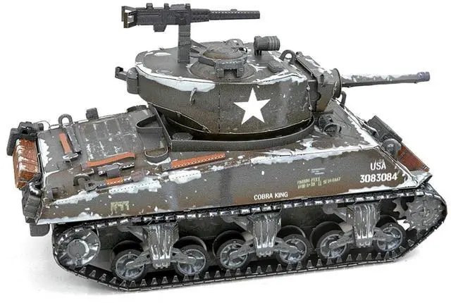 Alt view image 3 of 6 - Model Kit United States M4 Sherman Tank (Moderate Difficulty) Steel Model by Metal Earth