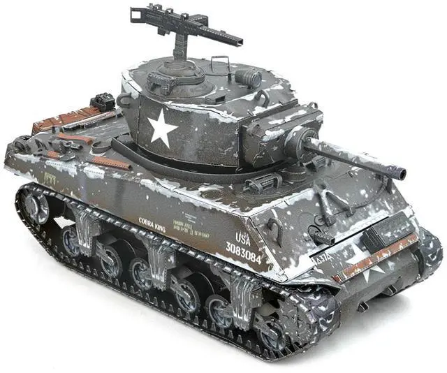 Alt view image 4 of 6 - Model Kit United States M4 Sherman Tank (Moderate Difficulty) Steel Model by Metal Earth
