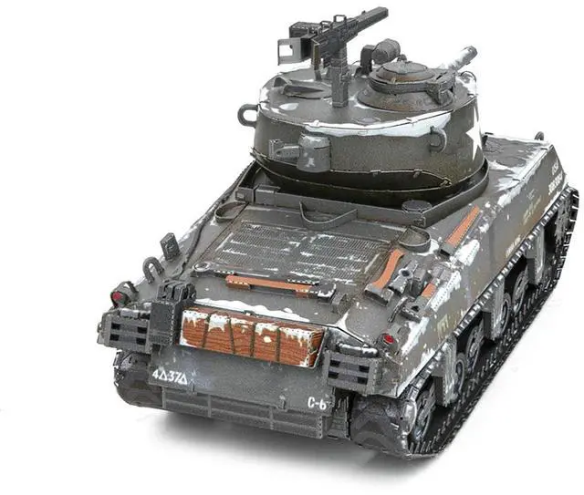 Alt view image 5 of 6 - Model Kit United States M4 Sherman Tank (Moderate Difficulty) Steel Model by Metal Earth