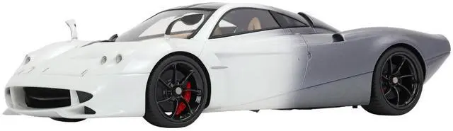 Alt view image 2 of 6 - Pagani Huayra Codalunga Bianco Malta and Grigio Silverstone Gray Metallic with Black Top with CASE Ltd Ed 1/18 Model Car by BBR
