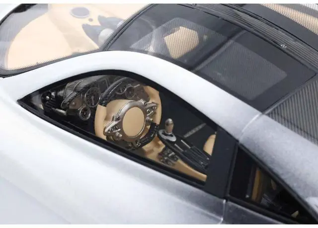 Alt view image 3 of 6 - Pagani Huayra Codalunga Bianco Malta and Grigio Silverstone Gray Metallic with Black Top with CASE Ltd Ed 1/18 Model Car by BBR