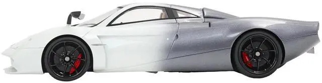 Alt view image 5 of 6 - Pagani Huayra Codalunga Bianco Malta and Grigio Silverstone Gray Metallic with Black Top with CASE Ltd Ed 1/18 Model Car by BBR