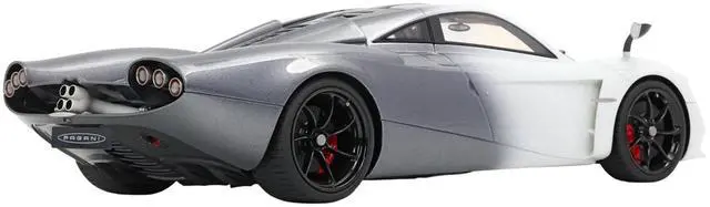 Alt view image 6 of 6 - Pagani Huayra Codalunga Bianco Malta and Grigio Silverstone Gray Metallic with Black Top with CASE Ltd Ed 1/18 Model Car by BBR