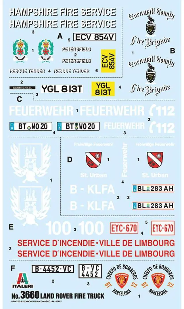 Alt view image 4 of 4 - Skill 3 Model Kit Land Rover Fire Truck 1/24 Scale Model by Italeri