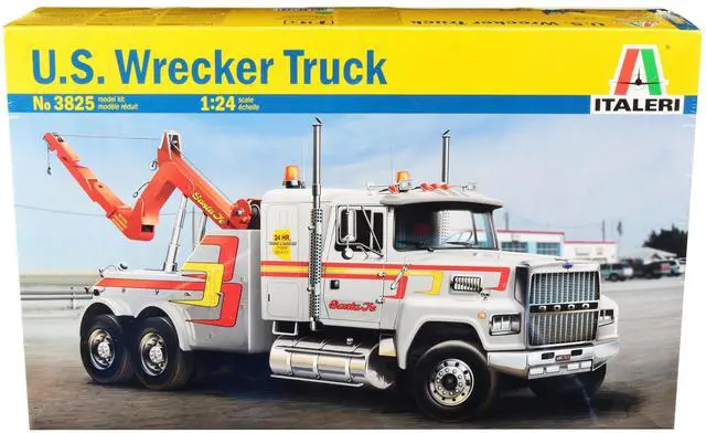 Main image of Skill 4 Model Kit U.S. Wrecker Tow Truck 1/24 Scale Model by Italeri