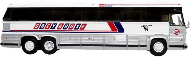 Alt view image 2 of 4 - MCI MC-12 Coach Classic Bus "Grey Goose Lines" Destination: Winnipeg (Manitoba, Canada) 1/87 Diecast Model by Iconic Replicas
