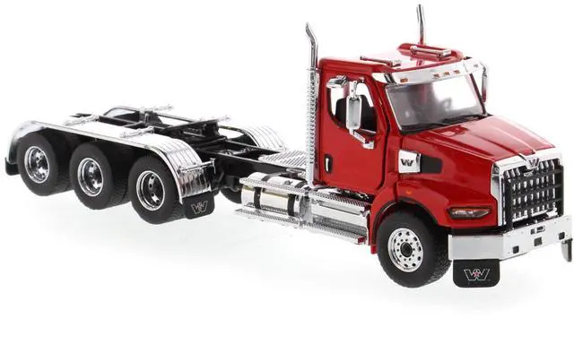 Alt view image 5 of 5 - Western Star 49X SBFA Tridem Day Cab Heavy-Haul Truck Tractor Viper Red "Transport Series" 1/50 Diecast Model by Diecast Masters