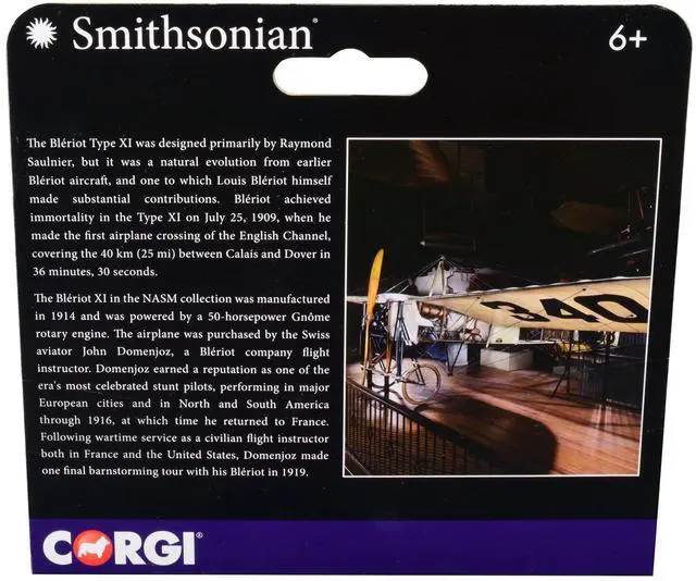 Alt view image 2 of 3 - Bleriot XI Monoplane with Pilot Figure "Smithsonian" Series Diecast Model by Corgi