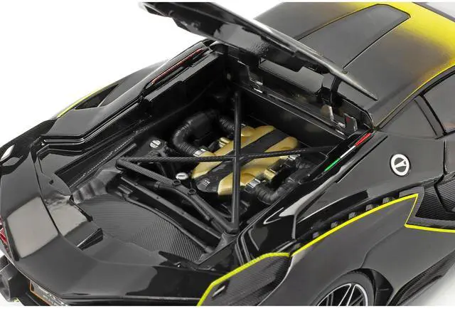Alt view image 5 of 6 - Lamborghini Sian FKP 37 #63 Yellow Metallic and Black 1/18 Diecast Model Car by Bburago