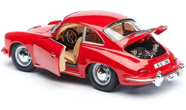 Alt view image 4 of 6 - 1961 Porsche 356 B Coupe Red 1/24 Diecast Model Car by Bburago